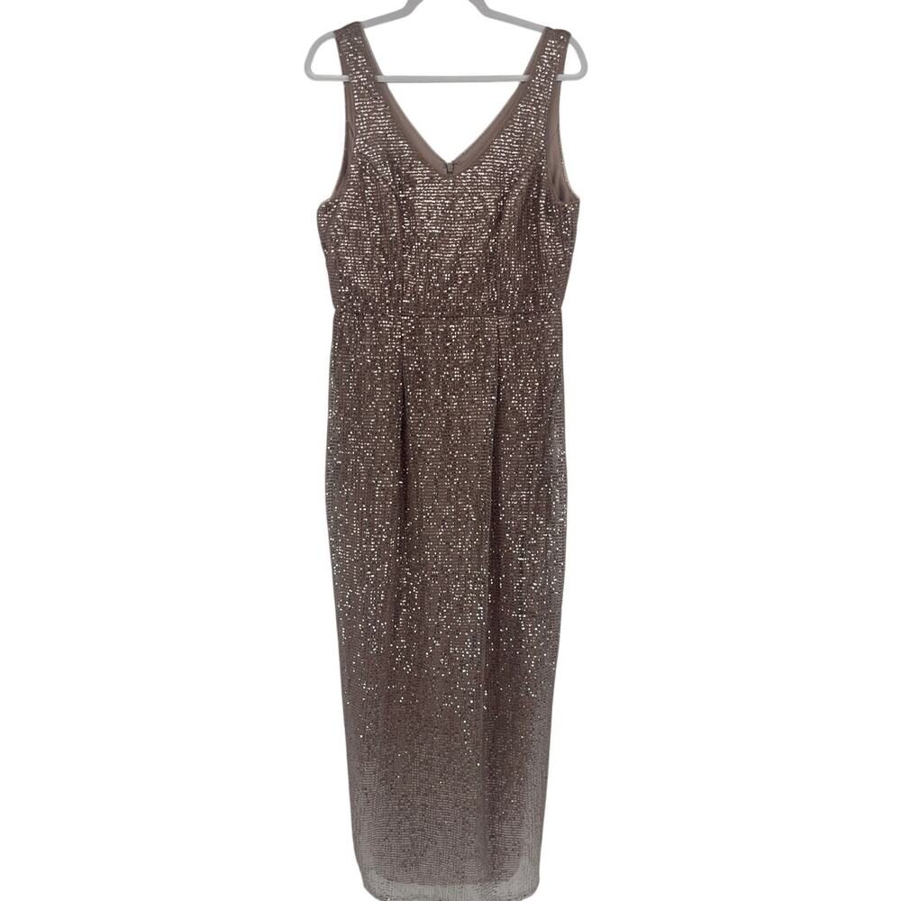 Alex & Eve Sequin Cocktail  Dress Sz 12 Prom Old Hollywood Gala Champagne Rose